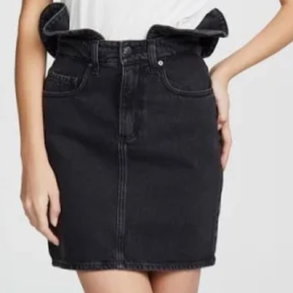 NOBODY DENIM | Dark Denim Skirt with Ruffle Waist | Size 25